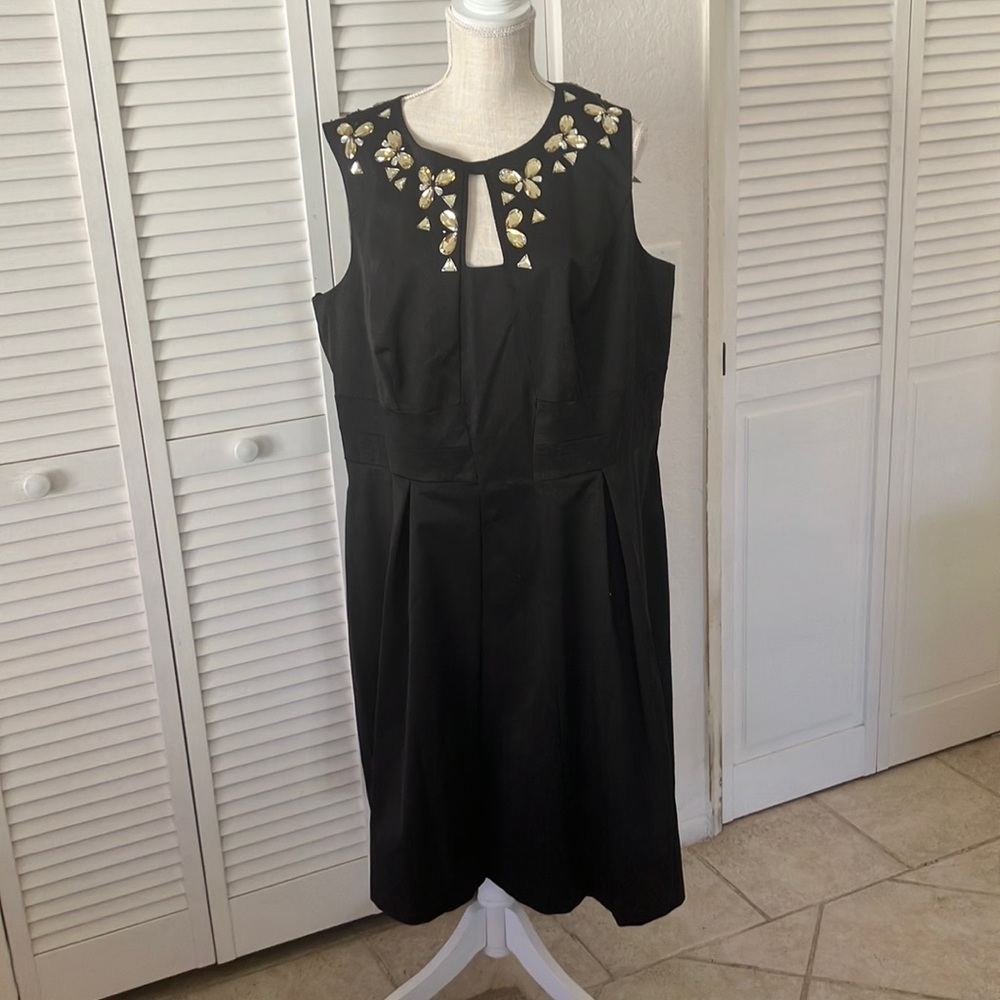 City Chic Black Midi Dress with Gold & Silver Rhinestone‎ Embellishments size XL
